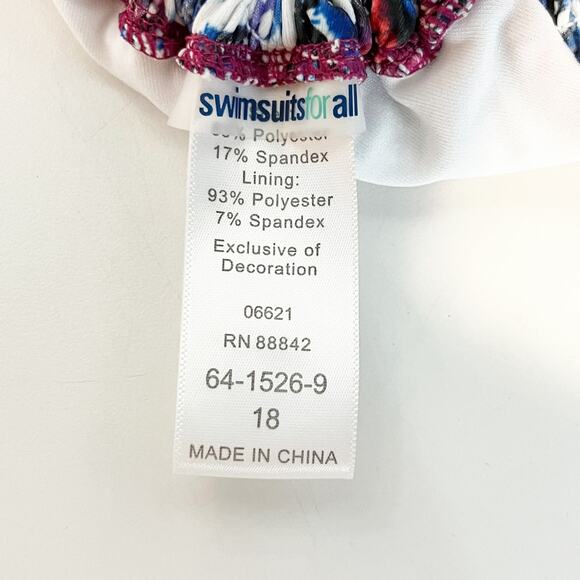 Swimsuits for All Smocked Triangle Top & Bikini Bottom Set Blue Pink 18 - Picture 2 of 15